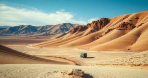 Serene landscape depicting dry hills and a clear sky, reflecting tension and unrest in a historical context.