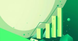 Abstract illustration of financial growth with geometric shapes and green color scheme.