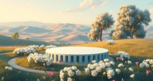 A peaceful landscape depicting a serene invitation to diplomacy, symbolizing global leaders convening for peace talks.