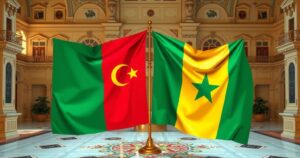 Security cooperation between West African nations, featuring flags and symbolic elements of unity.