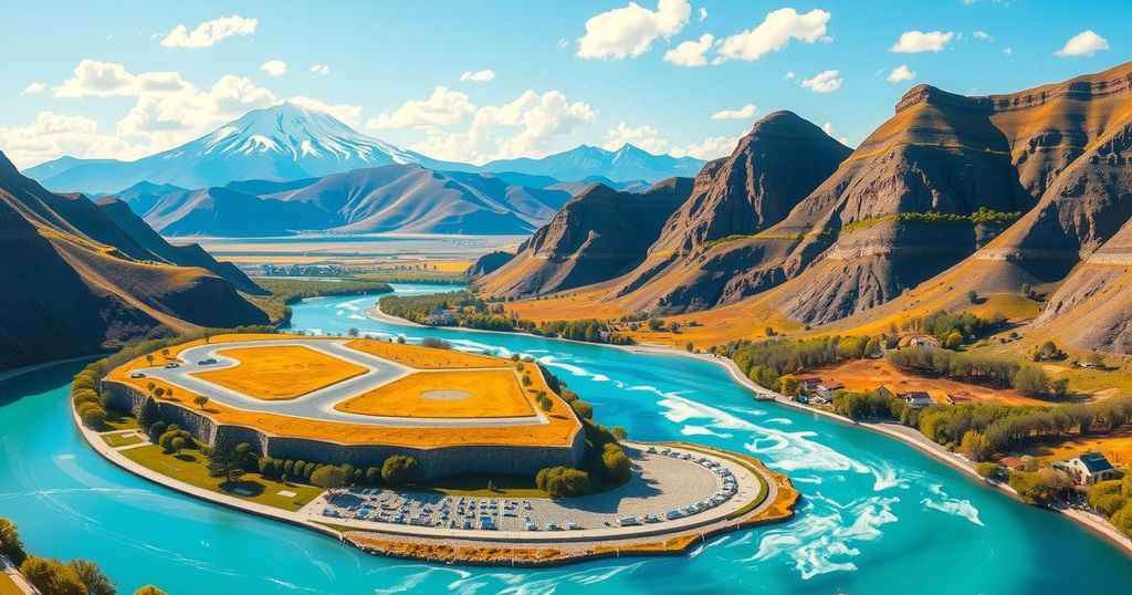 A vibrant landscape of Argentina showcasing its rich culture and beautiful scenery under a clear blue sky.