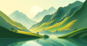 A serene landscape depicting peace negotiations with lush greenery and warm colors symbolizing harmony.