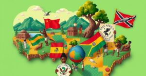 A vibrant digital collage representing East African activism and solidarity, filled with humor and creativity.