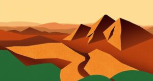 Abstract representation of regional dynamics in the Horn of Africa with muted earth tones and layered geometric shapes.