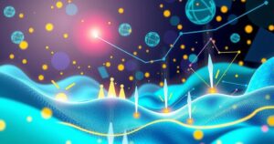 A vibrant digital landscape depicting AI education, featuring bright colors and abstract technology elements.
