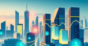 Digital payment infrastructure in fintech with secure transaction technology and local partnerships in vibrant colors.