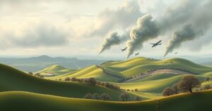 Cloudy sky over serene landscape reflecting political tensions, suitable for a news-related theme.