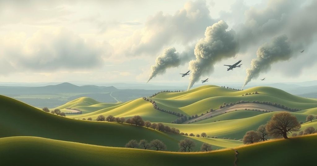 Cloudy sky over serene landscape reflecting political tensions, suitable for a news-related theme.