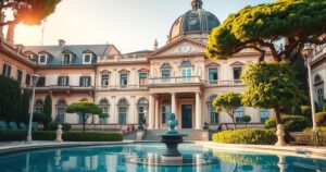 A scenic view of the Chigi Palace in Rome, symbolizing international diplomacy and collaboration.