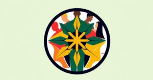 A colorful emblem representing Jamaicans from diverse backgrounds uniting under one nation, highlighting cultural richness.