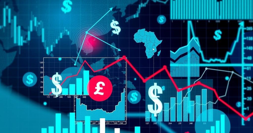 Mixed Asia-Pacific market open with indicators of economic data release and geopolitical tensions in the background.