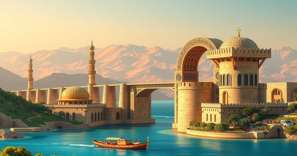 A representation of diplomatic ties between Iraq and Syria, symbolizing cooperation and economic growth.