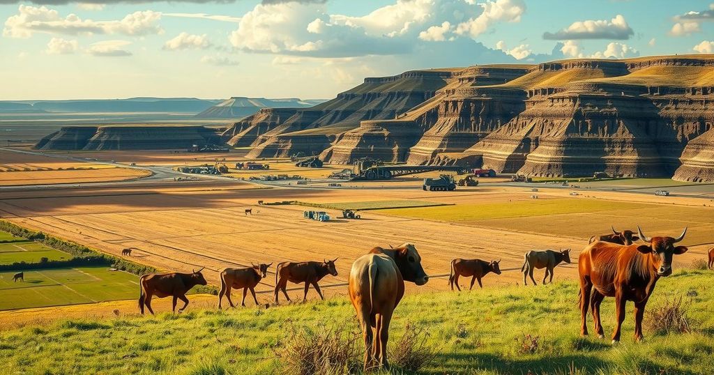 Vast Zimbabwean landscape showcasing lithium mining areas threatening grazing land and water resources.