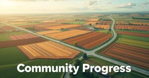 Republican candidate campaign depicting dedication to community, with roads and open spaces in the background.