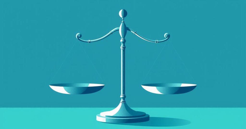 Stylized representation of arbitration themes with a modern design and blue-green color scheme.