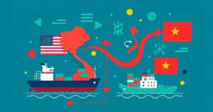 A representation of trade dynamics between Vietnam and the US, illustrating tariffs and market access.