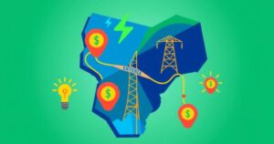 A stylized map of Nigeria with energy symbols for electricity trade, in vibrant colors reflecting financial concepts.