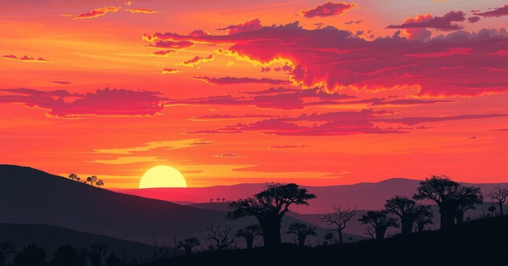 A powerful sunset over the Nigerian landscape representing change and resilience during turbulent times.