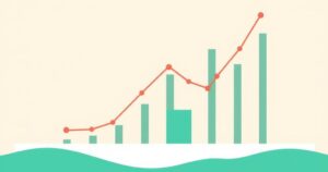 A visual representation of Nigeria's economic themes with abstract bar graphs rising against a backdrop of muted colors.